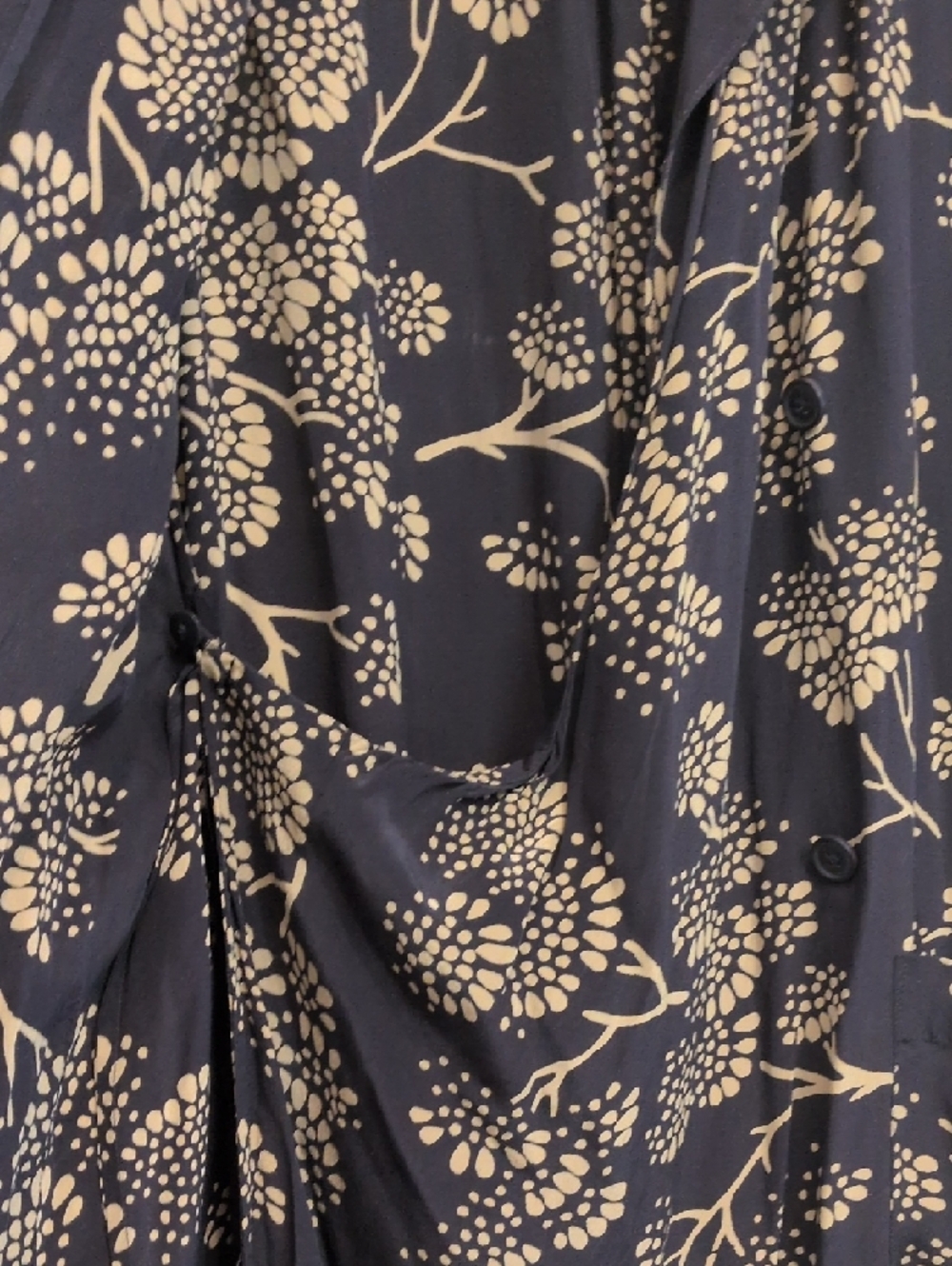 Maeve Silk Navy Gingko Print Wrap Dress - Picture 8 of 12